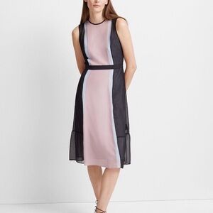 Club Monaco Colorblock Sheer Midi Dress